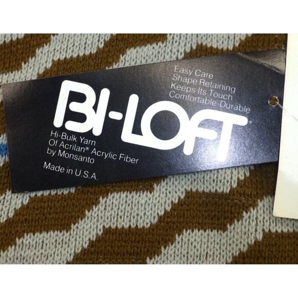 NWT VTG London Fog Mens XL Knit Sweater Brown Zigzag Pattern USA - Picture 8 of 13